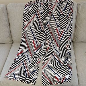 New Directions Striped Wide-Leg Pants in Black, White, Red & Blue